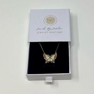 18K Gold Plated Micro Pave Butterfly Necklace